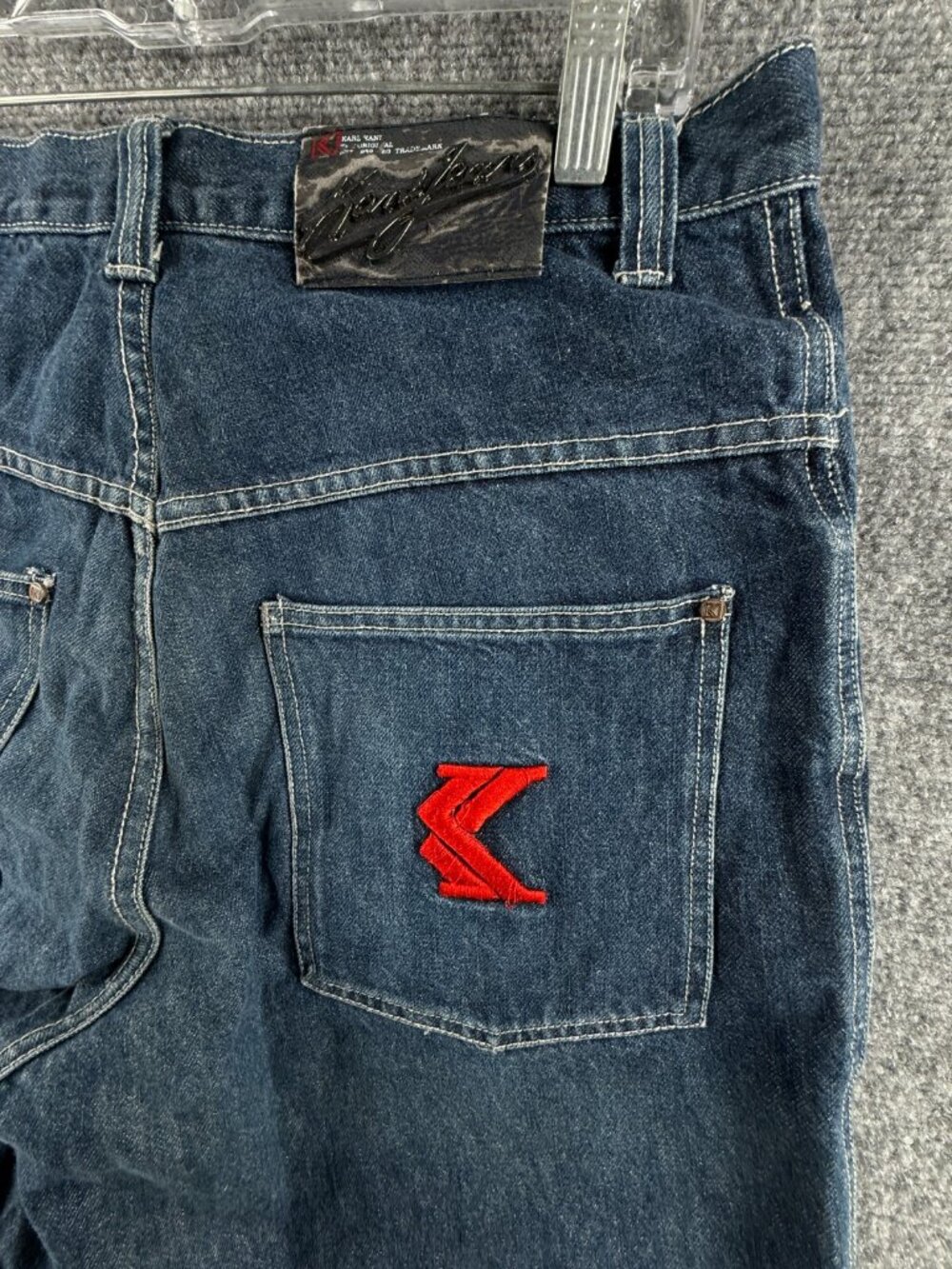 VTG Karl Kani Denim Y2K Jean Embroidered Hip Hop 1102 Red Logo Baggy 33x31 ***
